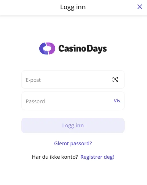 Faktisk innlogging på Casino Day